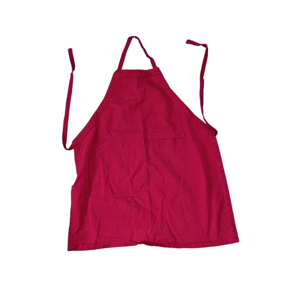 KitchenAid Bib Apron Unisex One Size Red Excellent Embroidered Logo Pockets‎